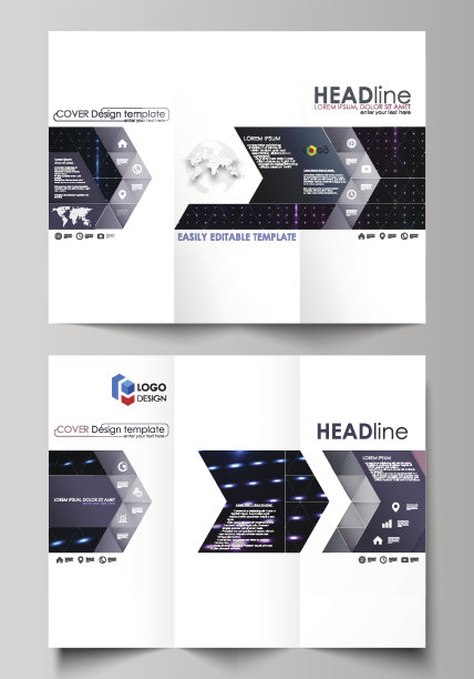 三折宣传册商业模板，双面。布局图片下载