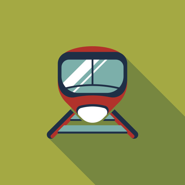 速度火车平面图标与长影子素材图片