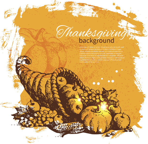 手绘复古感恩节背景图片下载