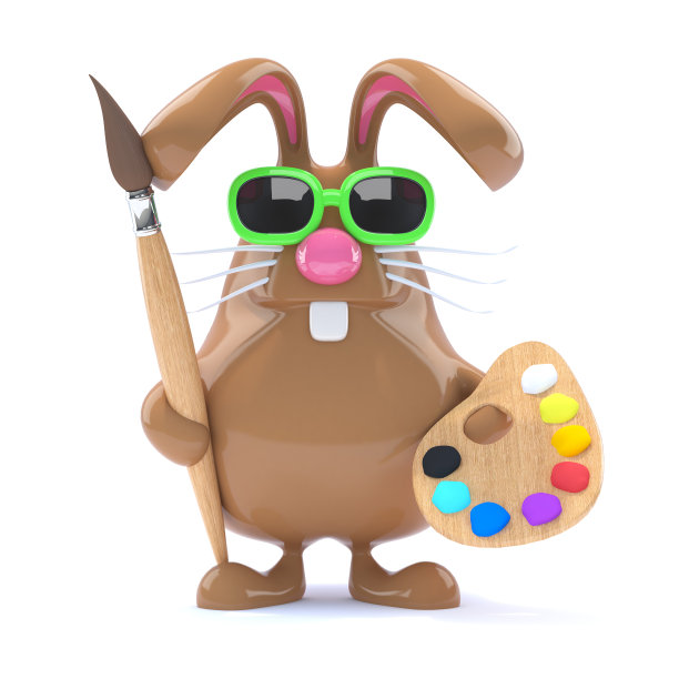 3d复活节兔子喜欢画画图片下载