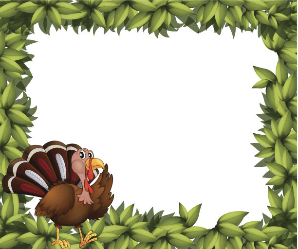 绿色边框上有一只火鸡图片下载