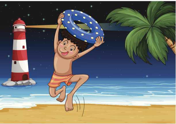 海滩上的男孩图片下载