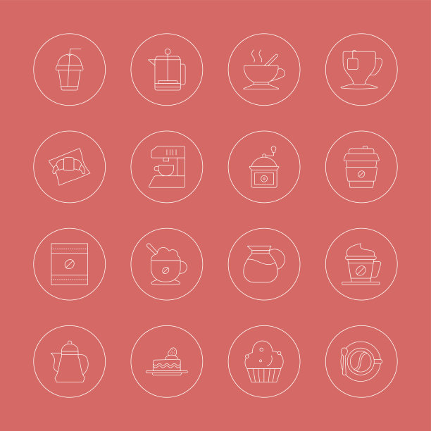 咖啡线图标集图片下载