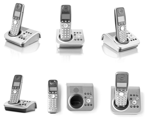 白色隔离的电话集合图片下载