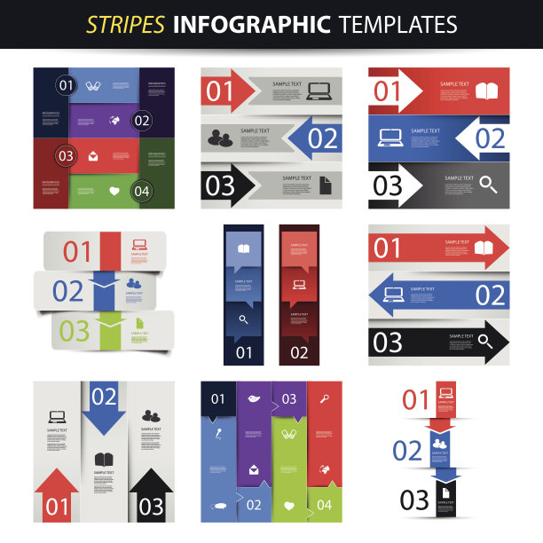 彩色的信息图表设计模板-横幅，图表，箭头图片下载