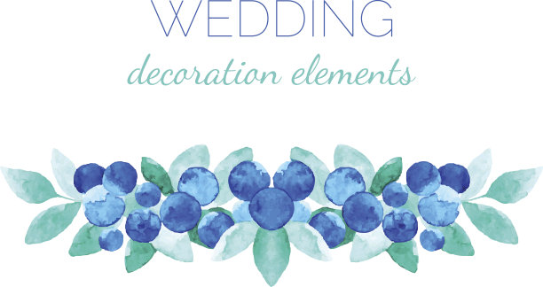 水彩矢量装饰元素与树叶和浆果的婚礼图片下载