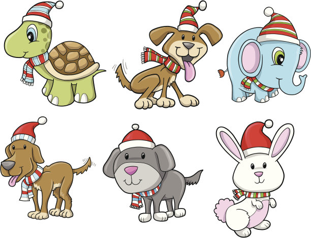 圣诞节日动物套装图片下载