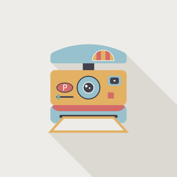 相机平面图标与长阴影图片下载