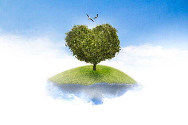 悬挂在天空的树心图片下载