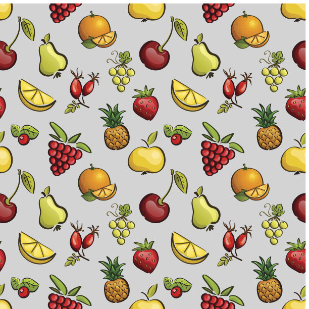 矢量无缝瓷砖模式-水果和浆果。图片下载