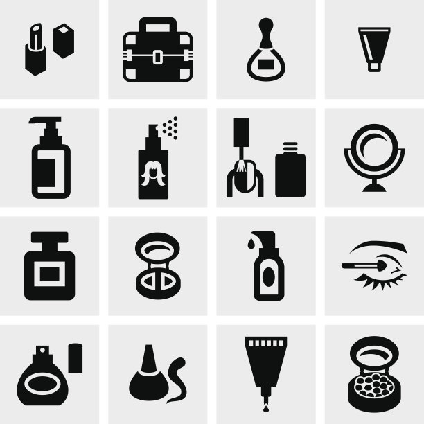 化妆品矢量图标设置为灰色图片下载