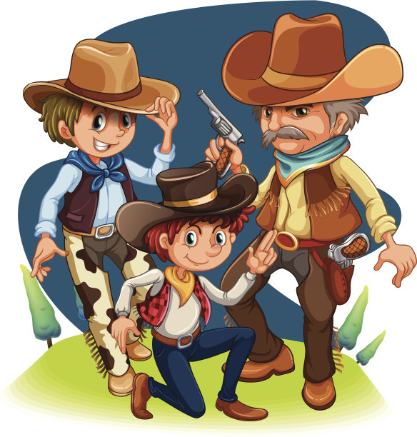 三个牛仔在不同的位置图片下载