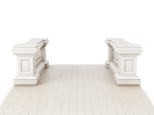 装饰桥与栏杆隔离。三维渲染图片下载