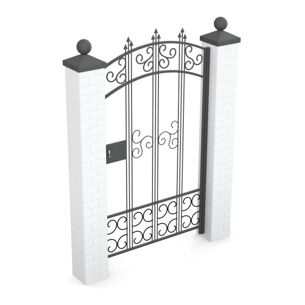 锻造门孤立在白色背景上。三维渲染图片下载
