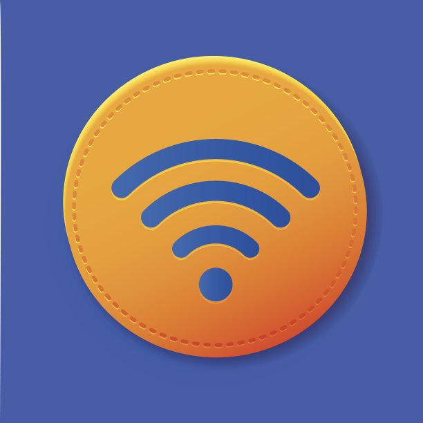 黄色按钮上的无线符号，矢量图片下载