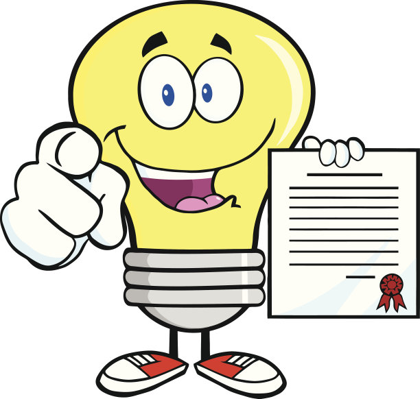 用手指指着灯泡，拿着合同图片下载