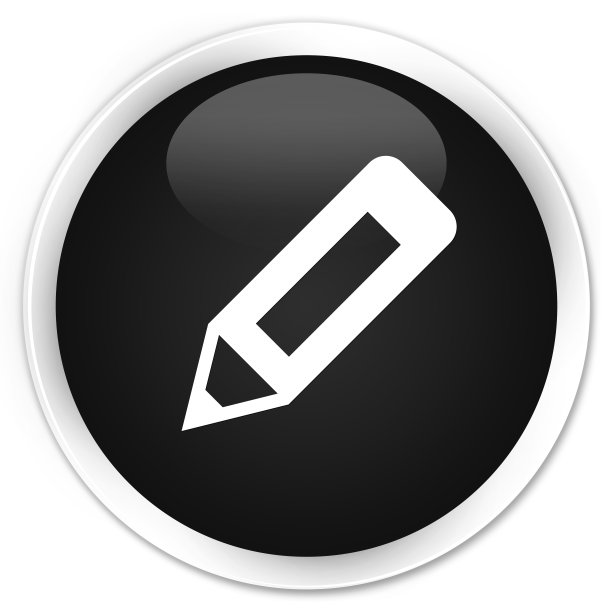 铅笔图标高级黑色圆形按钮图片下载