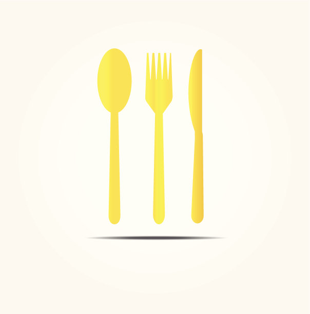 勺子，叉子和刀是金色的图片下载