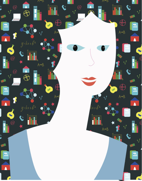 女孩和科学概念卡的学生图片下载