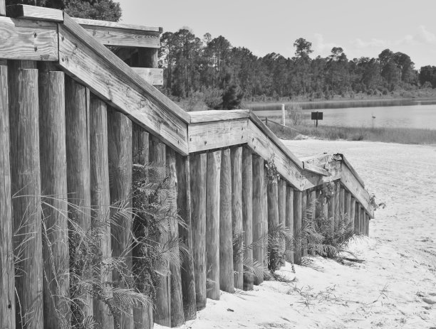 通往沙滩的木制楼梯图片下载