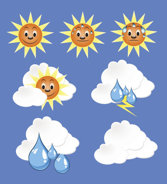 天气图标与蓝色背景图片下载