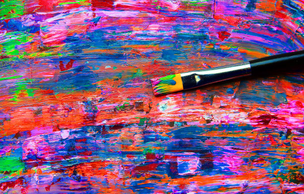 特写画笔和调色板。图片下载