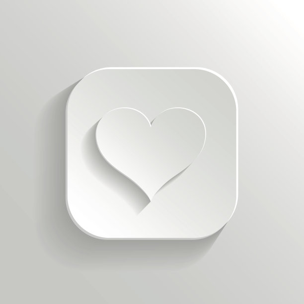 白色App按钮上的心形图标矢量图图片下载