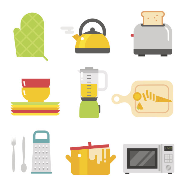 厨房菜矢量平面图标孤立在白色背景上图片下载