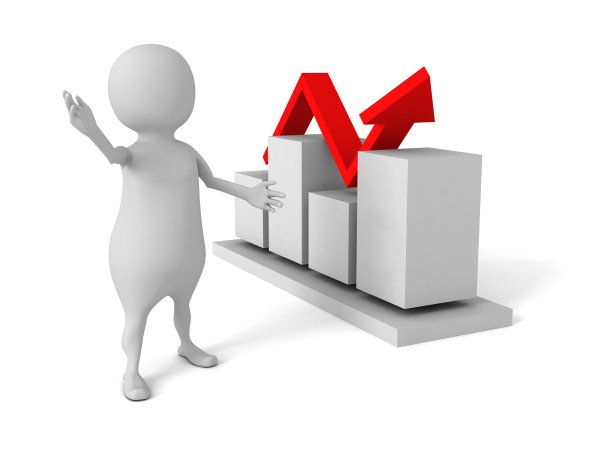 3d人展示业务增长图表在白色背景图片下载