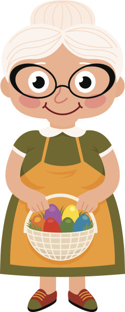 祖母带着一篮子复活节彩蛋图片下载