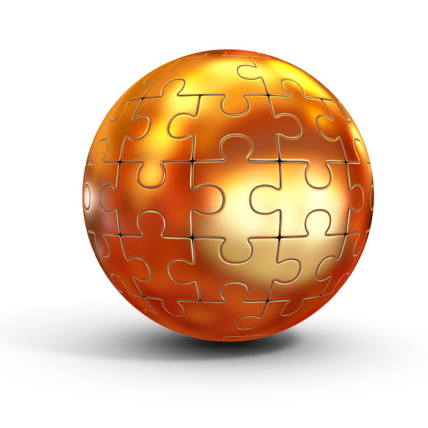 金色拼图球体3d插图图片下载
