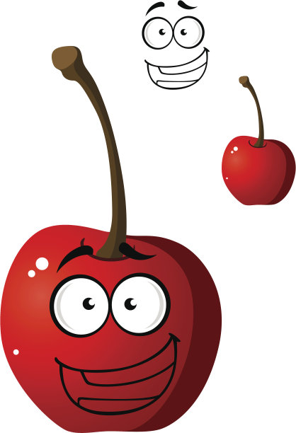 成熟的红快乐的小卡通樱桃图片下载