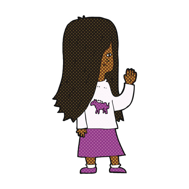 滑稽的卡通女孩与小马衬衫挥舞图片下载