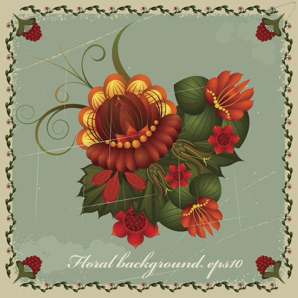 传统的乌克兰民族花卉装饰在vintage backgr图片下载
