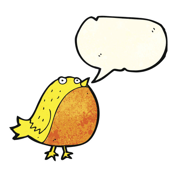 卡通胖鸟与讲话气泡图片下载