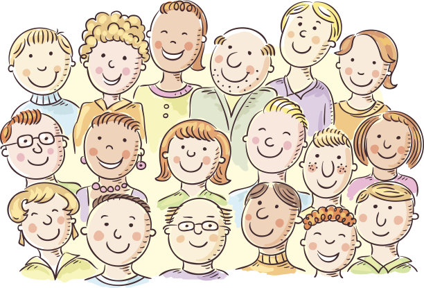 许多年轻的面孔是例证图片下载