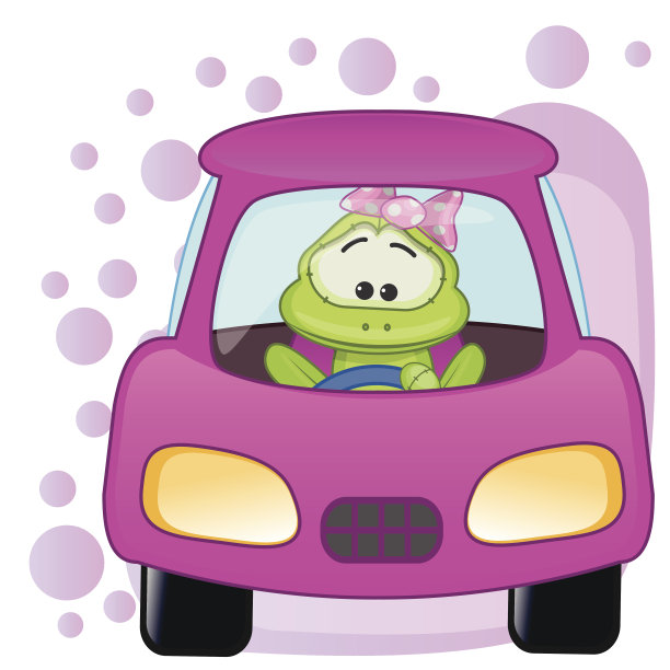 青蛙女孩在车里图片下载