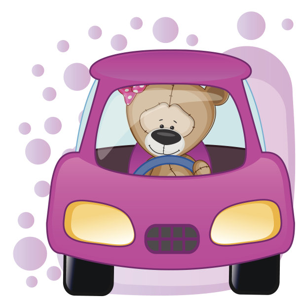 玩具熊女孩在车里图片下载