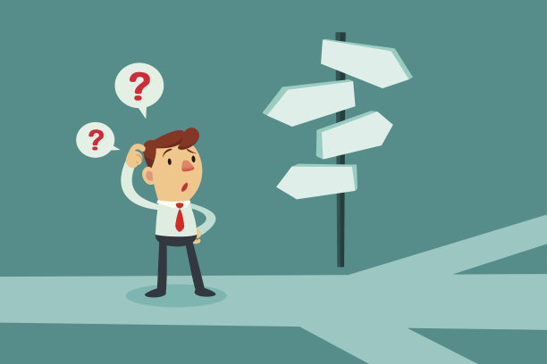 商人被方向标志弄糊涂了素材图片