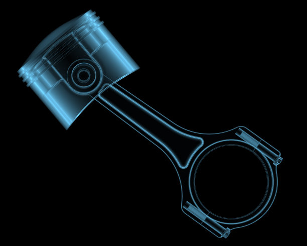 发动机活塞x射线蓝色透明隔离黑色图片下载