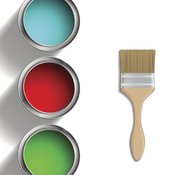 油漆桶和油漆刷图片下载