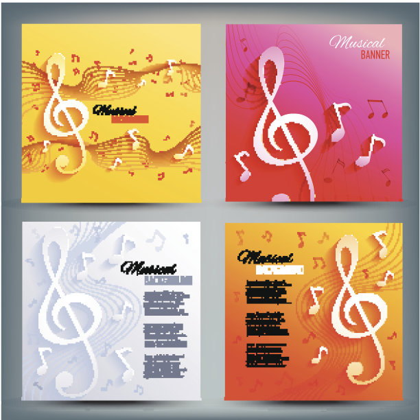 一套音乐横幅与关键和音符图片下载