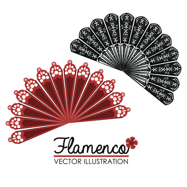 带花边的红色和黑色弗拉门戈球迷的矢量插图素材图片