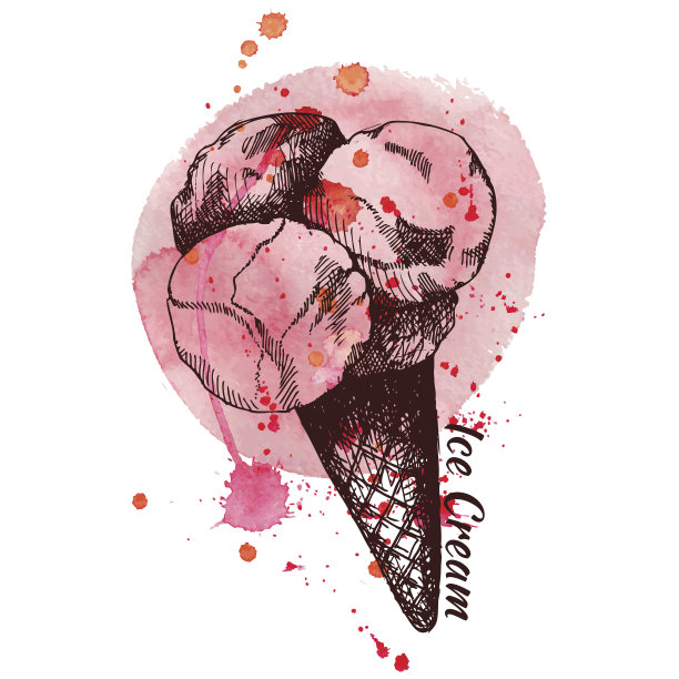 矢量插图的墨水手绘冰淇淋图片下载