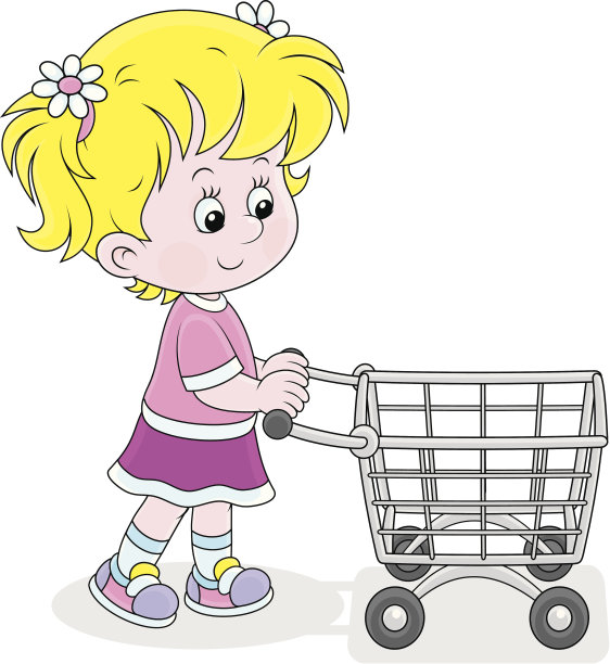 推着购物车的女孩图片下载