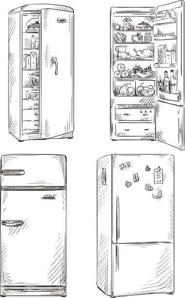 四套手绘冰箱。图片下载