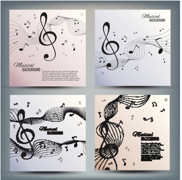 一套音乐横幅与关键和音符图片下载