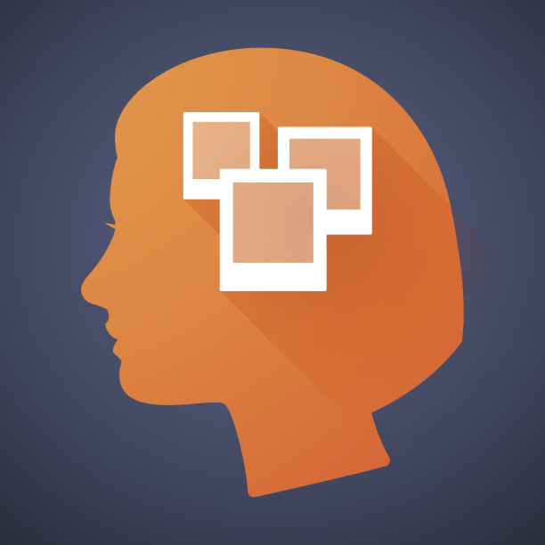 女性头像剪影图标与一堆照片图片下载