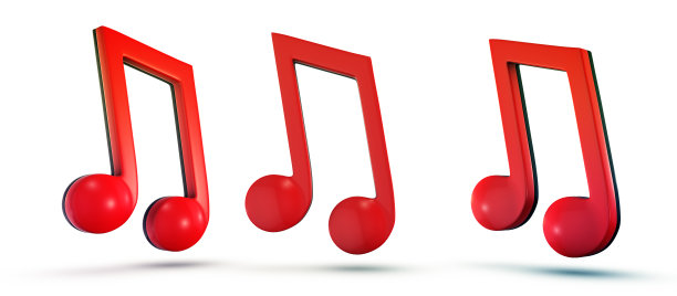 3D音乐笔记图标-孤立的白色背景图片下载