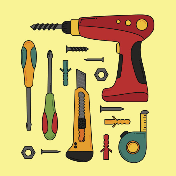 杂工设备-钻头，钉子，螺栓和螺母，螺丝刀图片下载